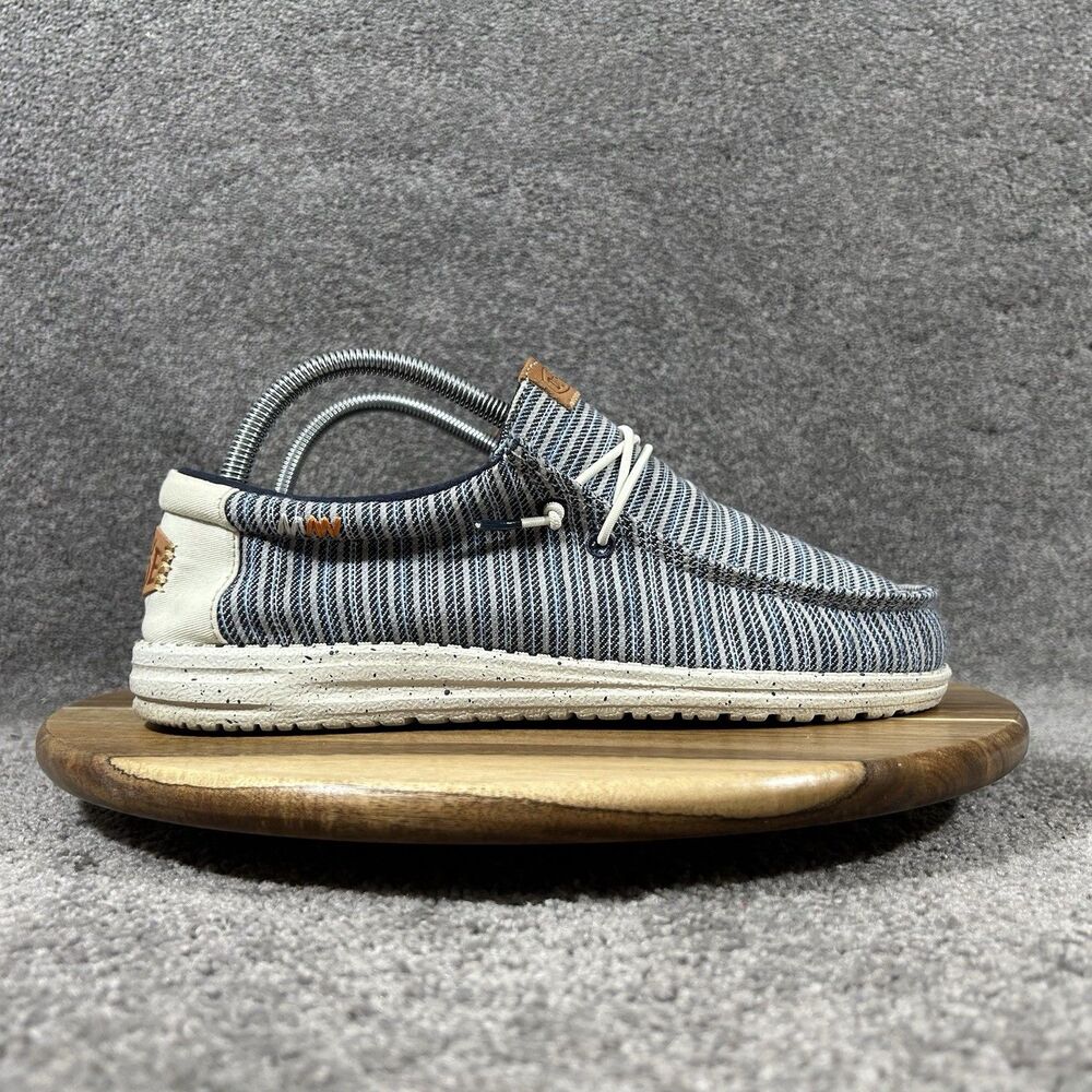 Hey Dude Wally Workwear Mens Size 7 Blue Multi Casual Walking Slip On Shoes Used